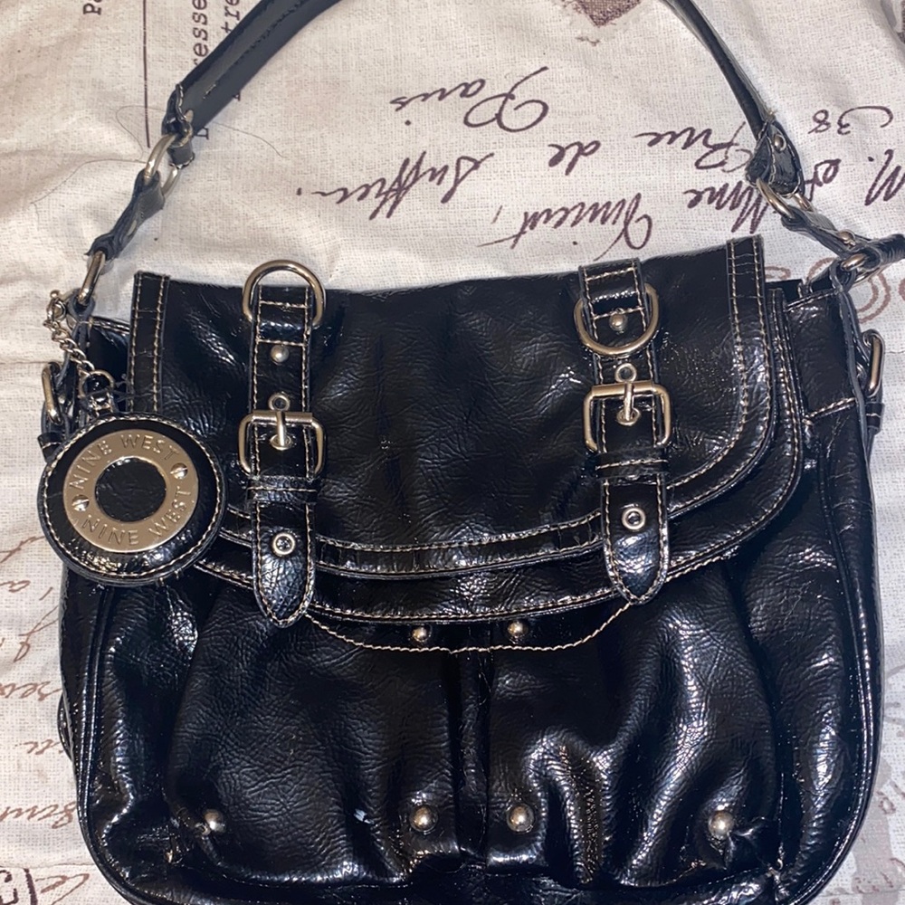 Nine West black vintage bag Cheetah print inside